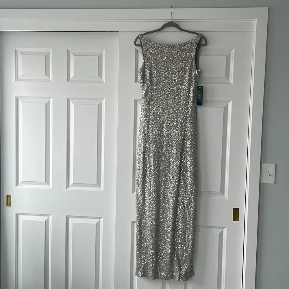 Long silver sequin dress. Lauren. Size 10. New with tags. - Picture 1 of 6